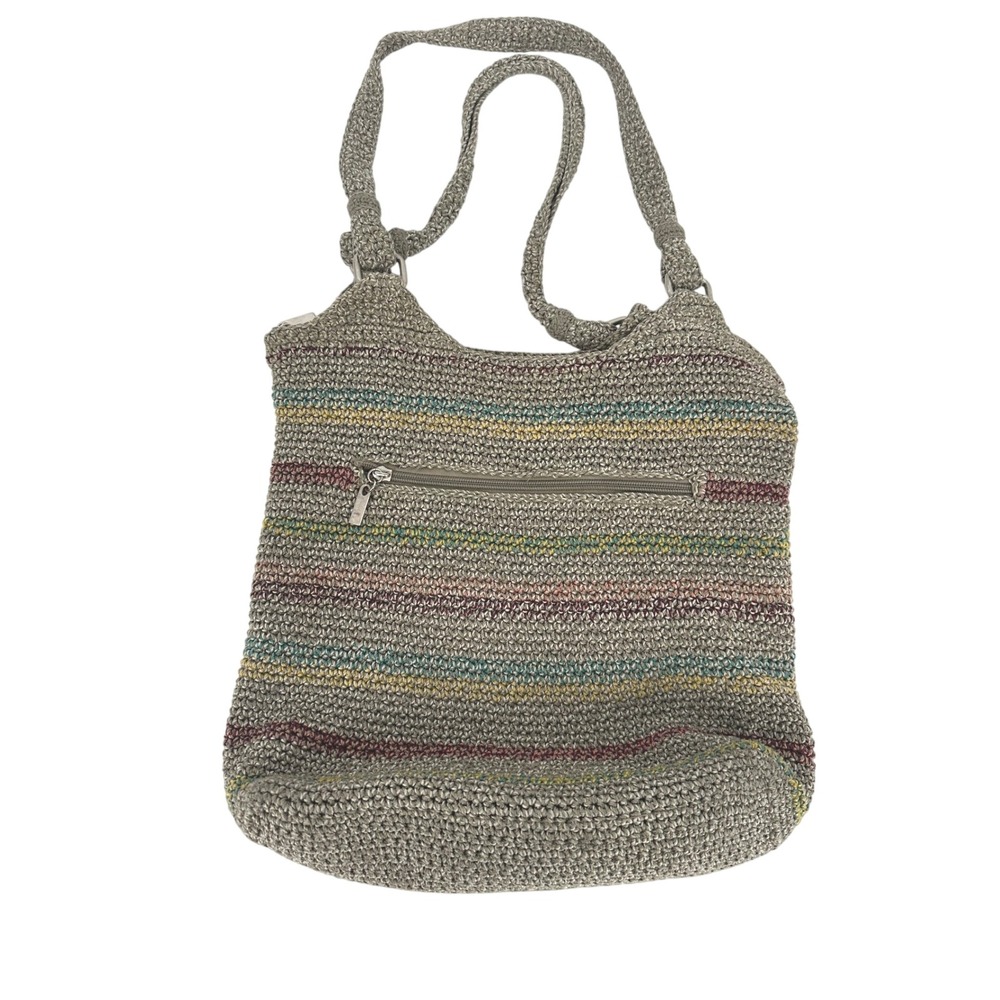 The Sak Belle Shoulder Hobo Bag Striped Crochet Purse Boho Y2K Earthy Hippie